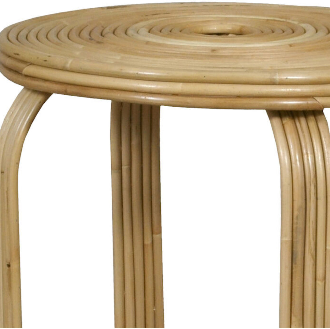 The Rendra Accent Table offers a relaxed, stylish note to coastal inspired bedrooms, living rooms or hallways. Made from natural rattan canes, this design is perfect for adding to a corner or as an end piece for a seating arrangement, to display a lamp, a plant or decorative items.  Dimensions: 19.75” W x19.75” D x 24.75” H Weight: 8.82 lbs Primary Color/FinishNatural Primary MaterialNatural Materials
