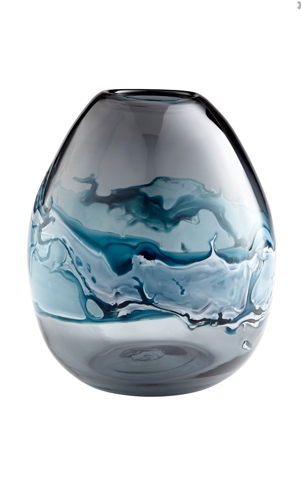Round Swirled Blue Vase- Mescolare Vase