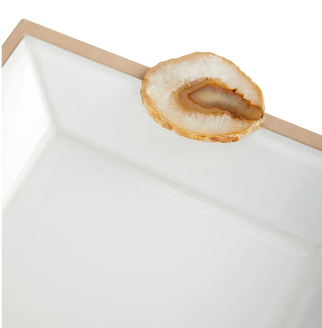 Light Crystal Tray/ White and Gold