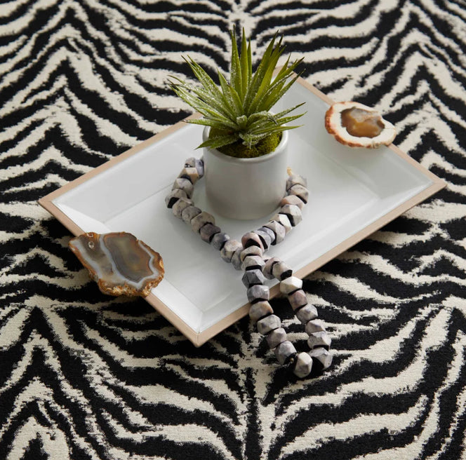 Light Crystal Tray/ White and Gold