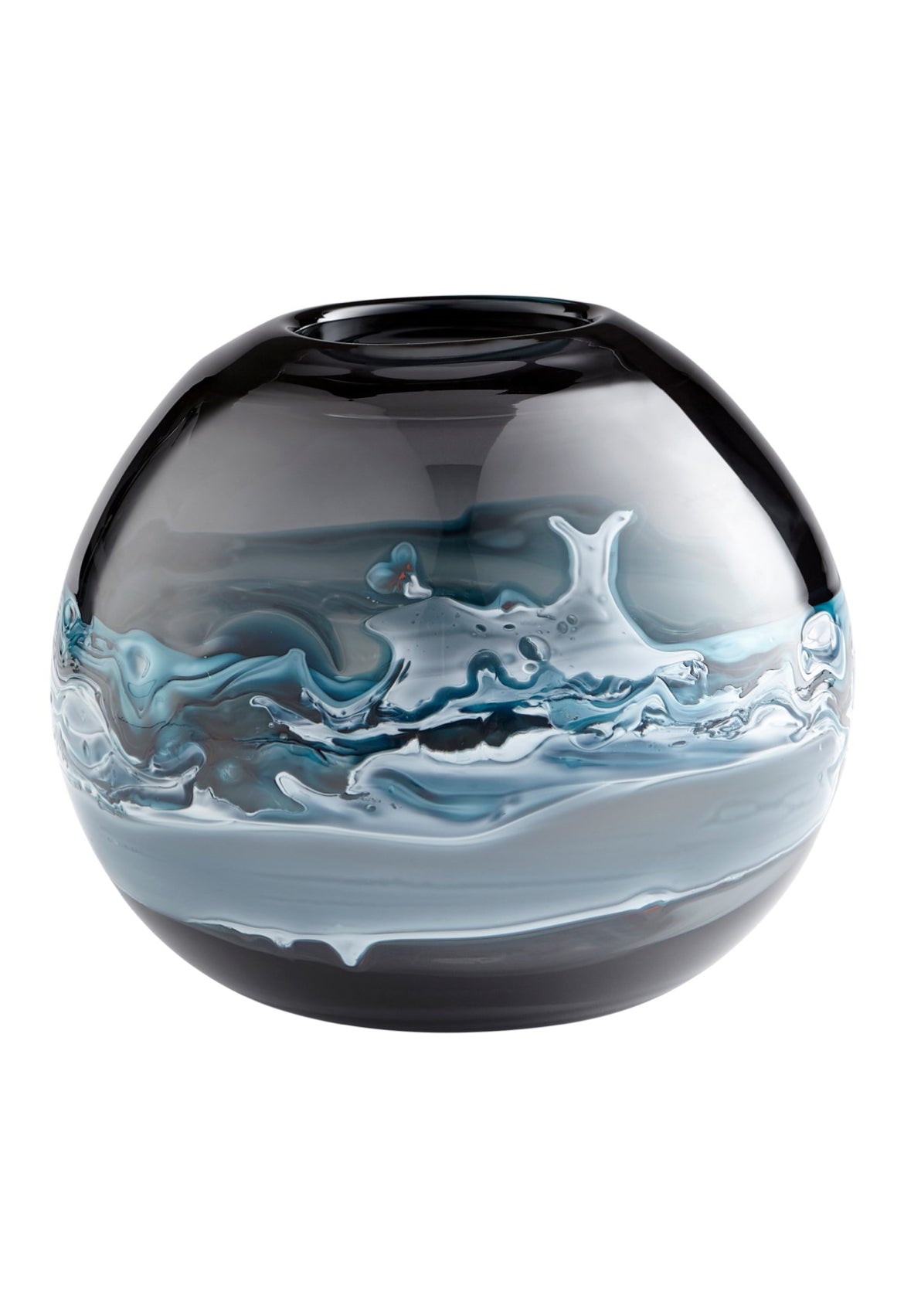 Round Swirled Blue Vase- Mescolare Vase