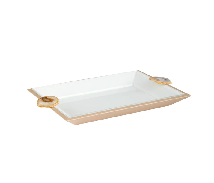 Light Crystal Tray/ White and Gold